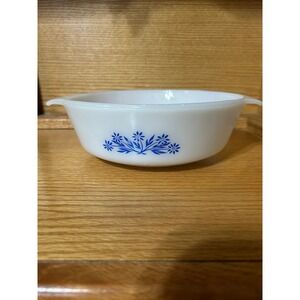 Vintage Anchor Hocking  Blue‎ Coneflower 2 qt. Casserole Bowl